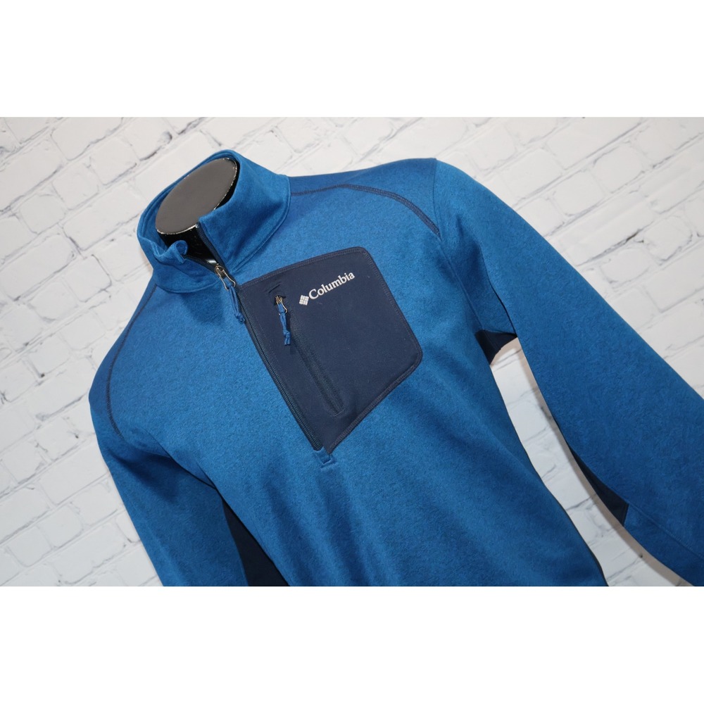 Columbia Pullover Men XL Blue 1/4 Zip Fleece Sweater Camping Hiking Polyester